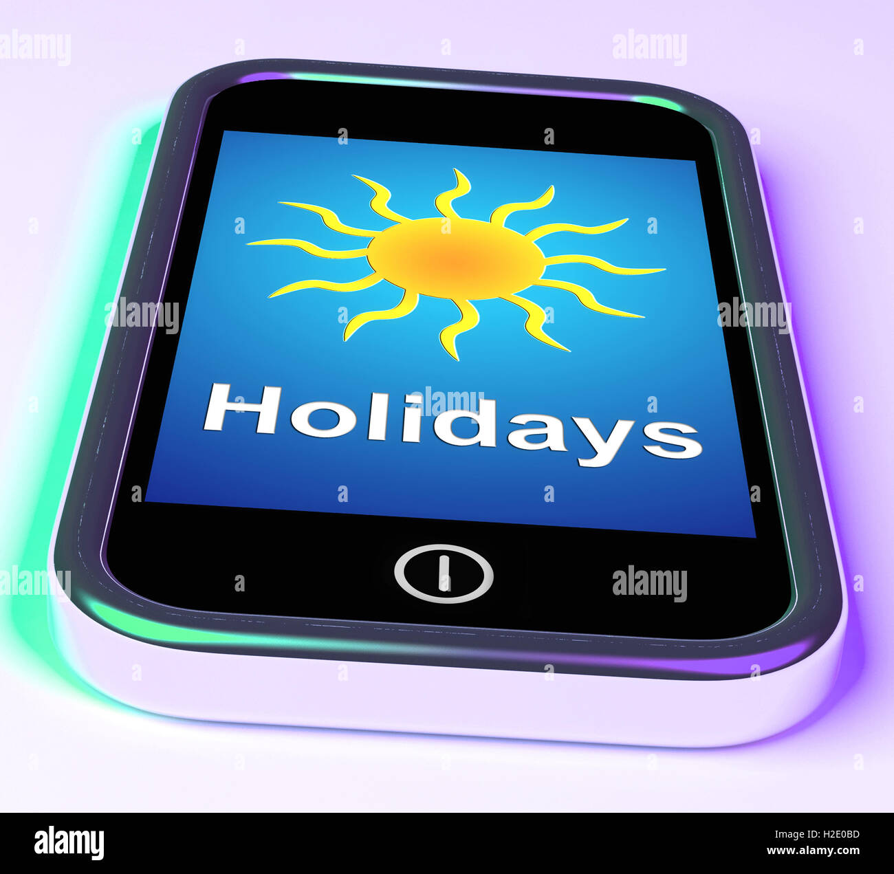Holidays On Phone Means Vacation Leave Or Break Stock Photo