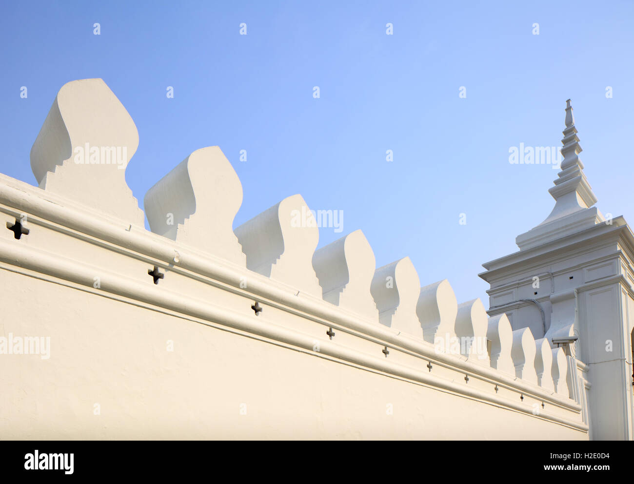 White wall with thai design Stock Photo