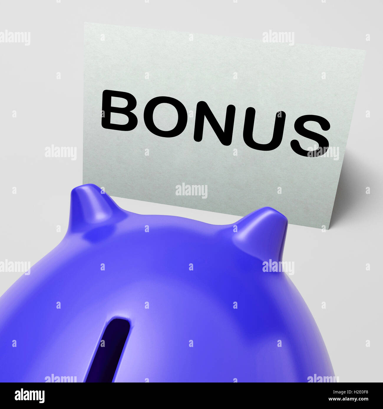 Bonus Piggy Bank Shows Incentive Extra Or Premium Stock Photo