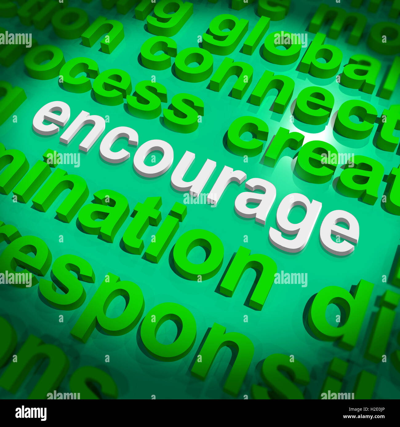 Encourage Word Cloud Shows Promote Boost Encouraged Stock Photo