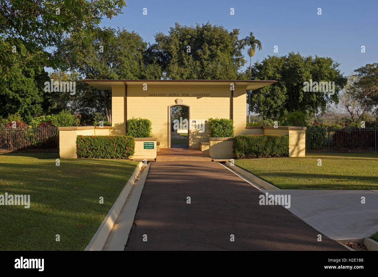 The main entrance to the Adelaide River War Cemetery, Adelaide River