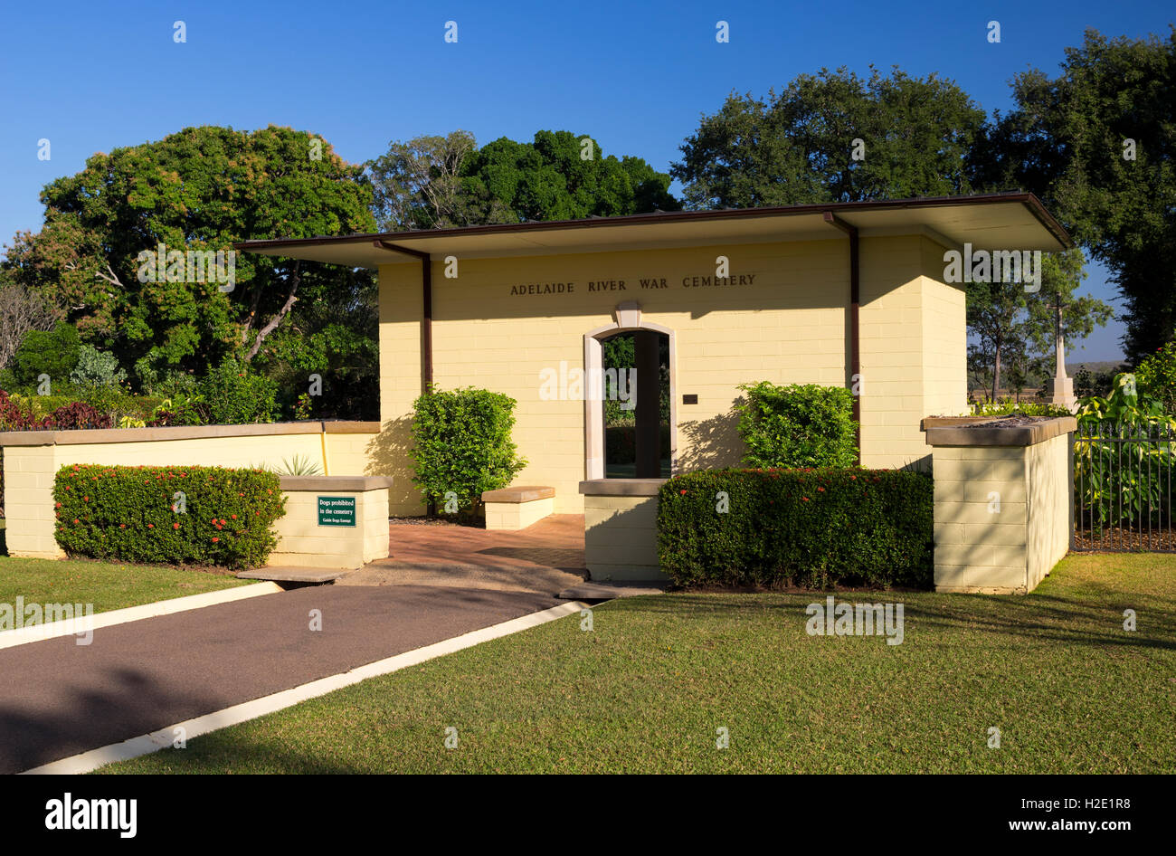The main entrance to the Adelaide River Commonwealth War Cemetery in