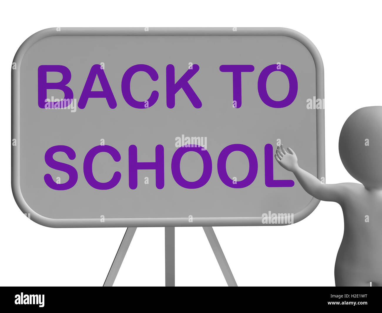 Back To School Whiteboard Shows Learning And Stationery Supplies Stock