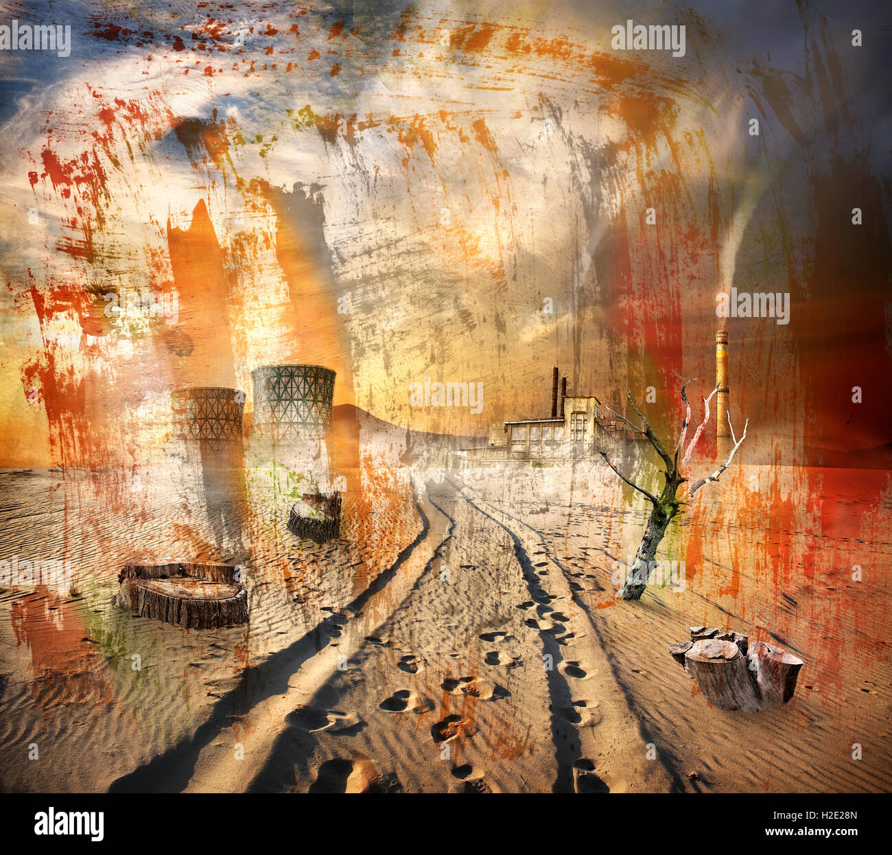 Polluted Texture Drawing Environmental pollution texture Stock Photo - Alamy