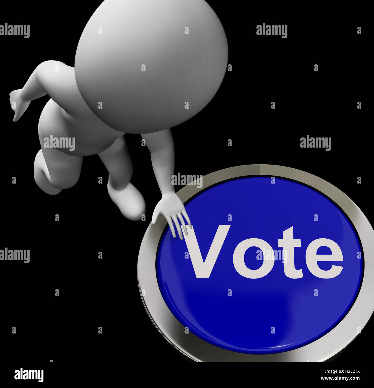 Vote Button Shows Poll Election Or Choosing Stock Photo
