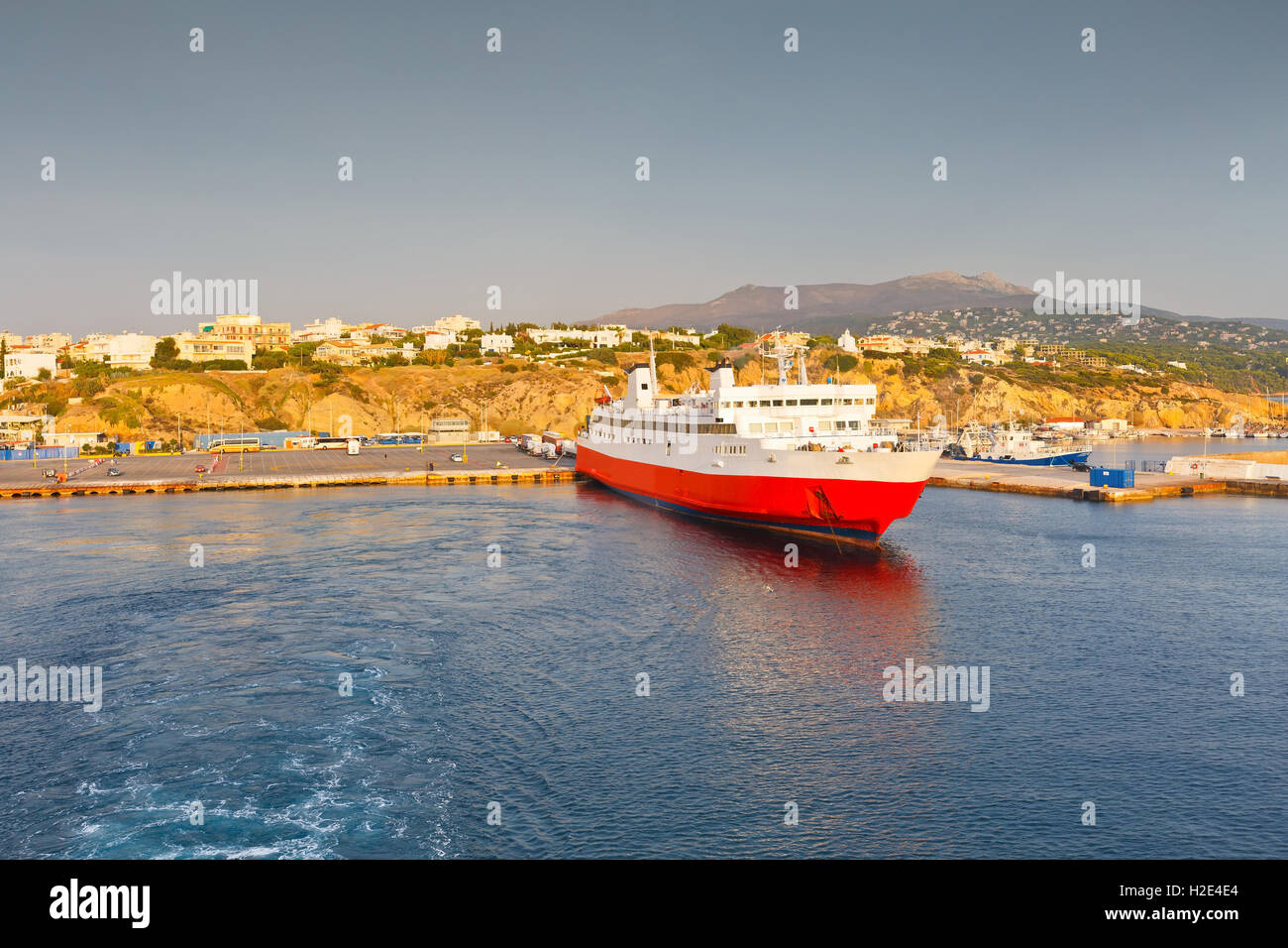 Ferry in the port of Rafina in Athens. Stock Photo