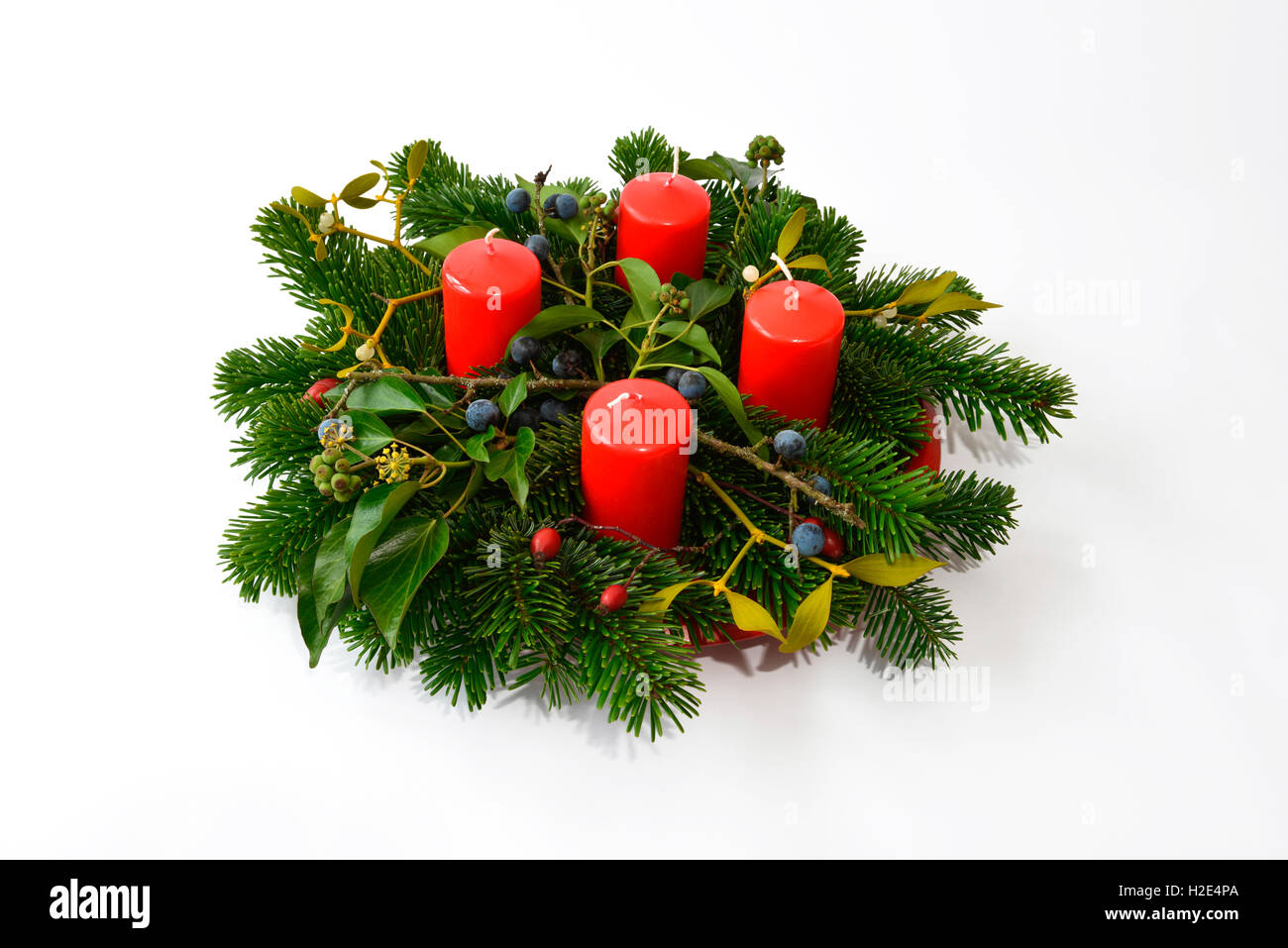 Advent wreath, Advent crown. Studio picture against a white background