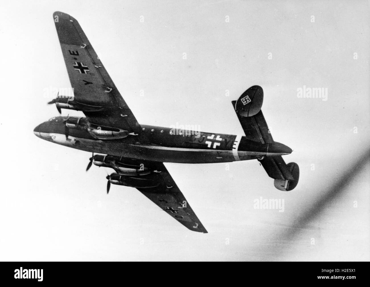 The Nazi propaganda image depicts a large aircraft, type Junker Ju 90 of the German Wehrmacht. The photo was published in December 1942. Fotoarchiv für Zeitgeschichte - NO WIRE SERVICE -  | usage worldwide Stock Photo