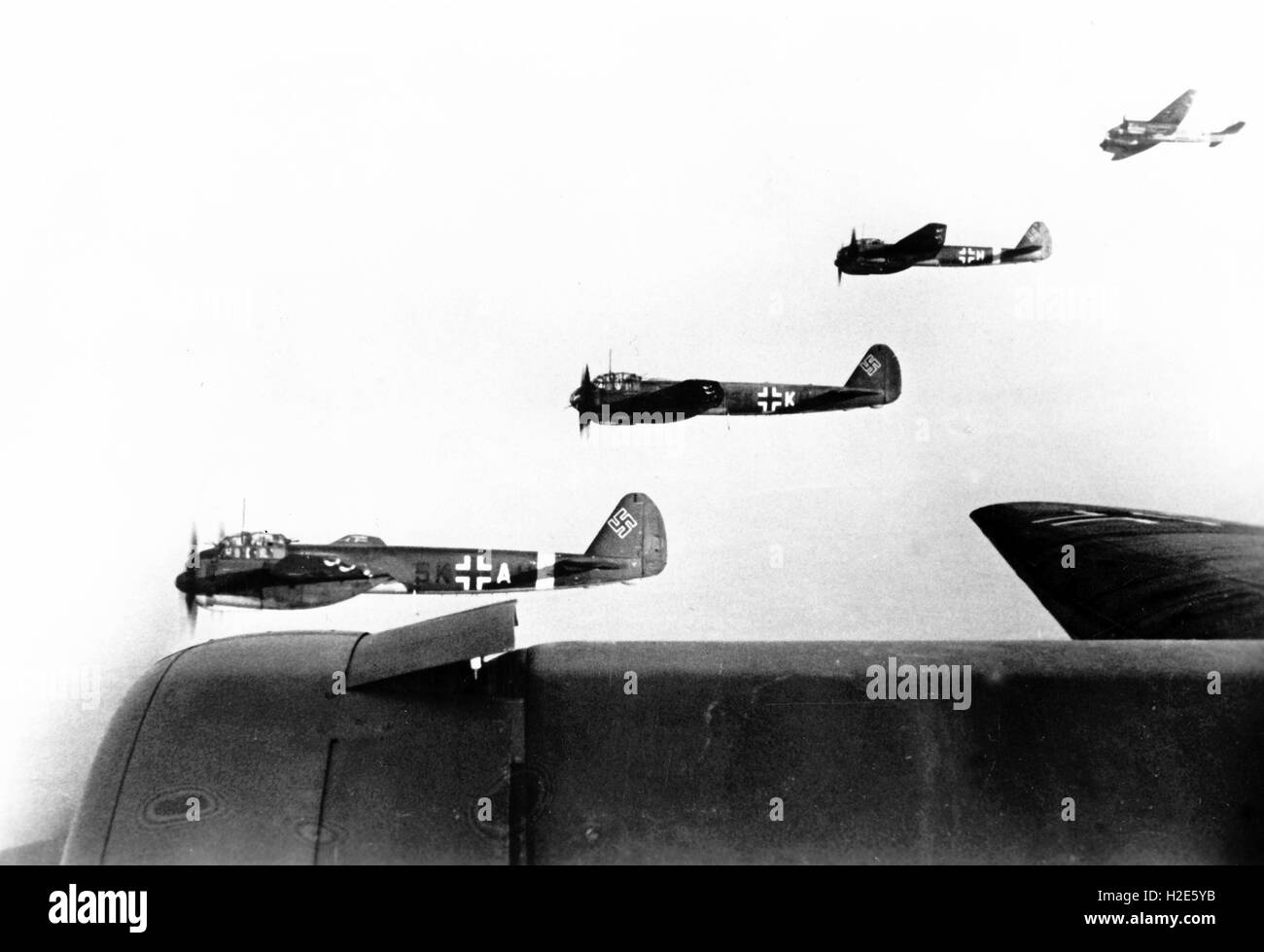 The Nazi propaganda image depicts combat aircraft, type Junker Ju 88 on the Eastern Front. The photo was published in July 1942. Fotoarchiv für Zeitgeschichte - NO WIRE SERVICE -  | usage worldwide Stock Photo