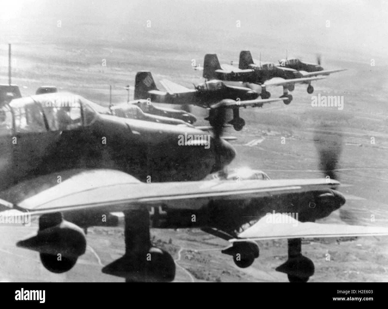 The Nazi propaganda image depicts a dive bomber association, type Junker Ju 87 of the German Wehrmacht. The photo was published in November 1943. Fotoarchiv für Zeitgeschichte - NO WIRE SERVICE  -  | usage worldwide Stock Photo