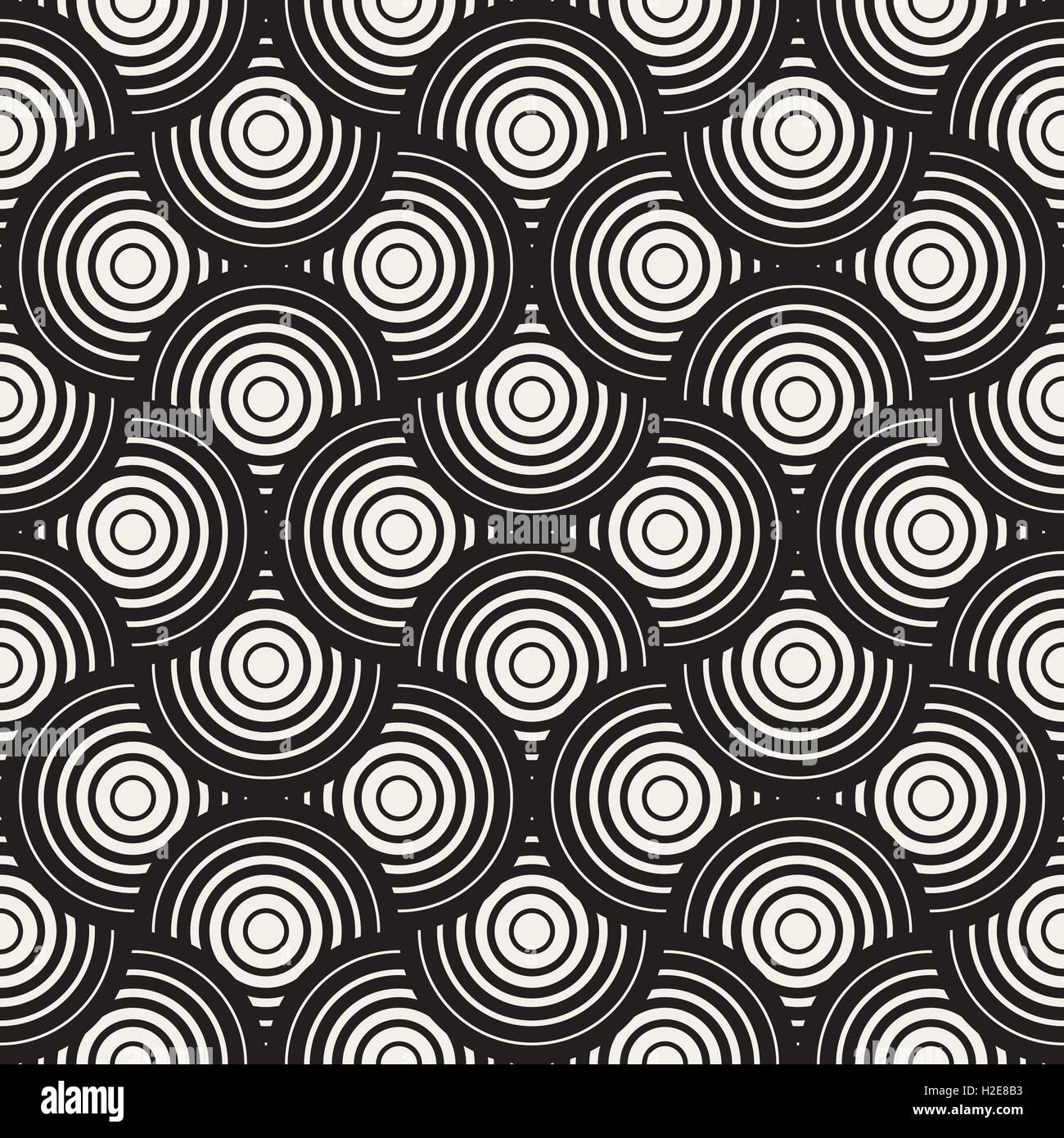 Vector Seamless Black and White Circle Lines Grid Pattern Stock Vector ...