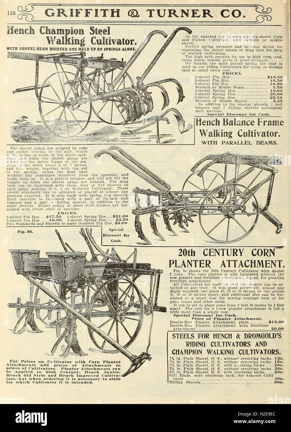 A historical catalog from Griffith and Turner Co. detailing the