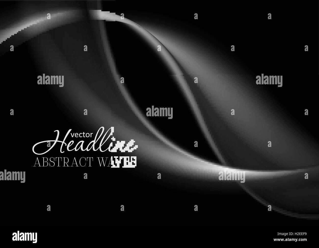 Dark abstract monochrome smooth waves background. Vector soft graphic ...