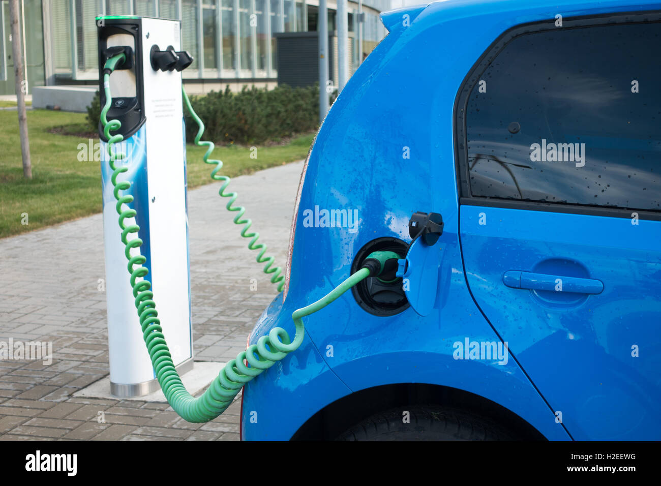Modern electric car charging Stock Photo