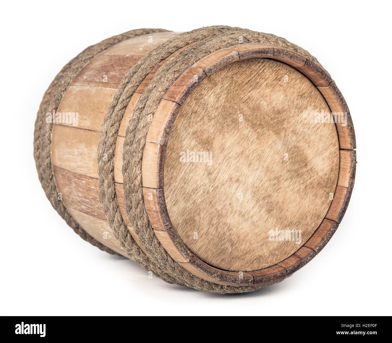 Small Wooden barrel isolated on white Stock Photo Alamy