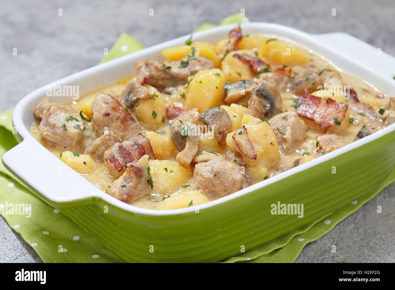 Potato stew with pork and mushrooms Stock Photo Alamy