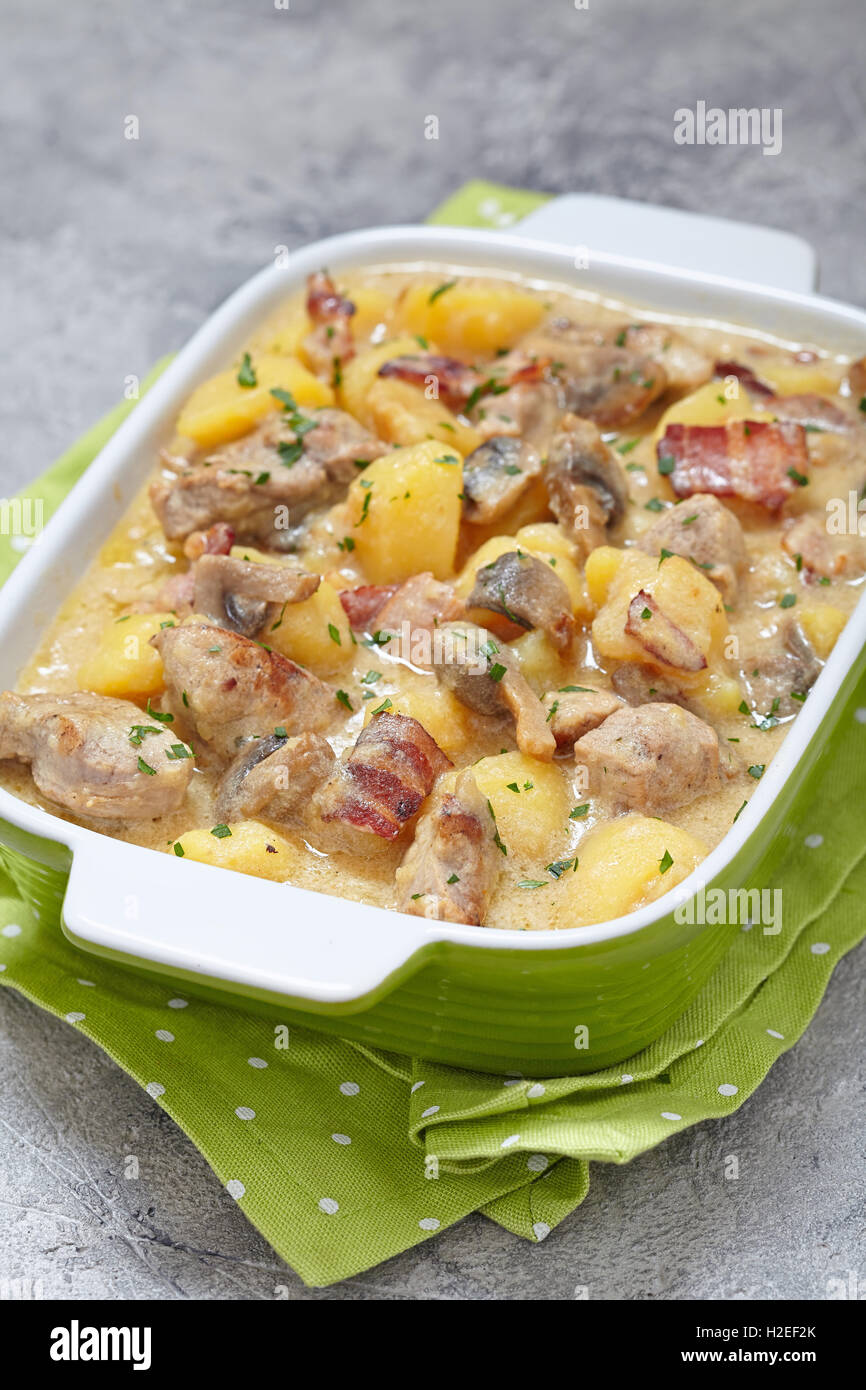 Potato stew with pork and mushrooms Stock Photo Alamy