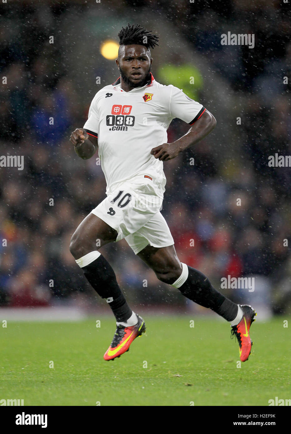 Watford's Isaac Success during the Premier League match at Turf Moor, Burnley. PRESS ASSOCIATION Photo. Picture date: Monday September 26, 2016. See PA story SOCCER Burnley. Photo credit should read: Richard Sellers/PA Wire. RESTRICTIONS: No use with unauthorised audio, video, data, fixture lists, club/league logos or 'live' services. Online in-match use limited to 75 images, no video emulation. No use in betting, games or single club/league/player publications. Stock Photo