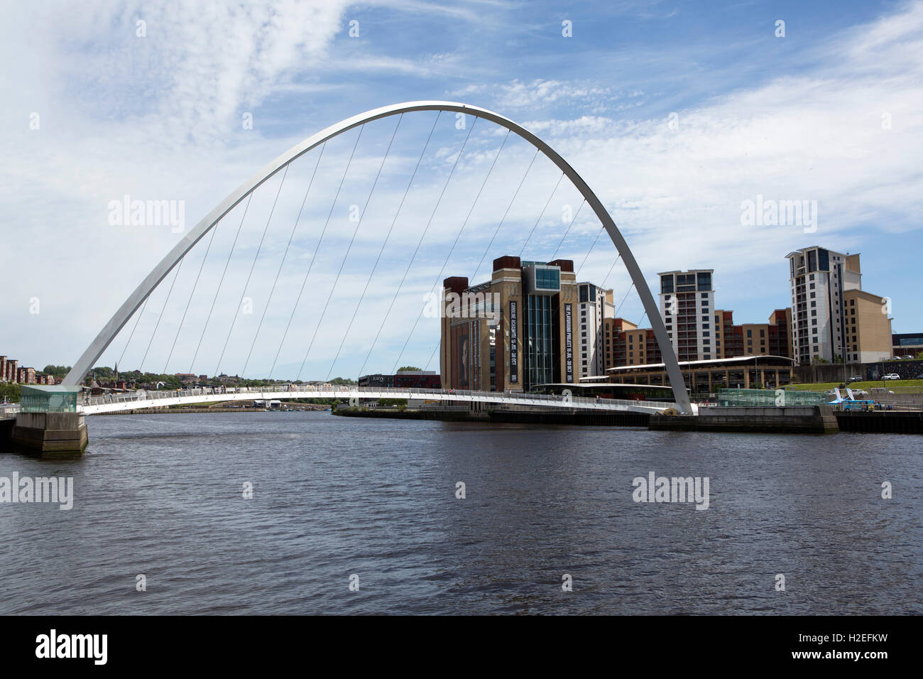 Gateshead Millennium Bridge crossing the River Tyne between Gateshead
