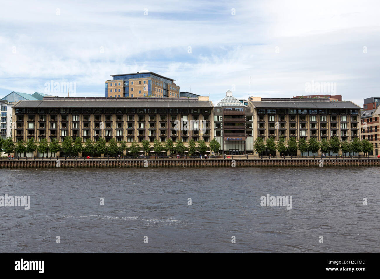 The Copthorne Hotel in Newcastle-upon-Tyne, England. The hotel overlooks the River Tyne. Stock Photo