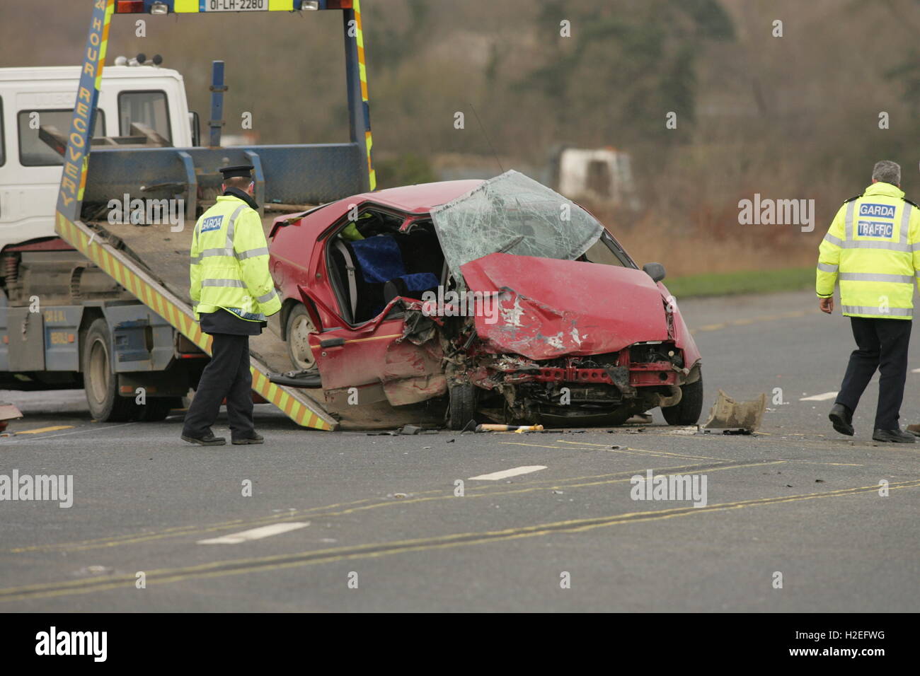 A road traffic accident on an Irish country road Stock Photo Alamy