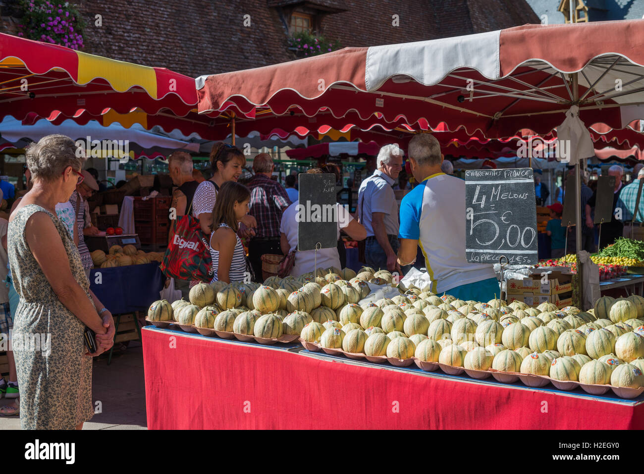 Saturday market in Beaune, Burgundy, France, EU, Europe Stock Photo