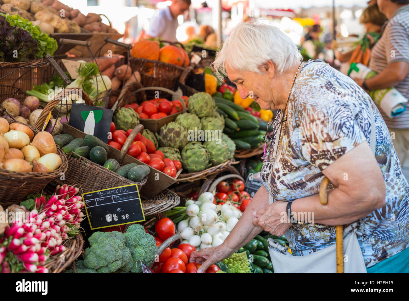 Saturday market in Beaune, Burgundy, France, EU, Europe Stock Photo