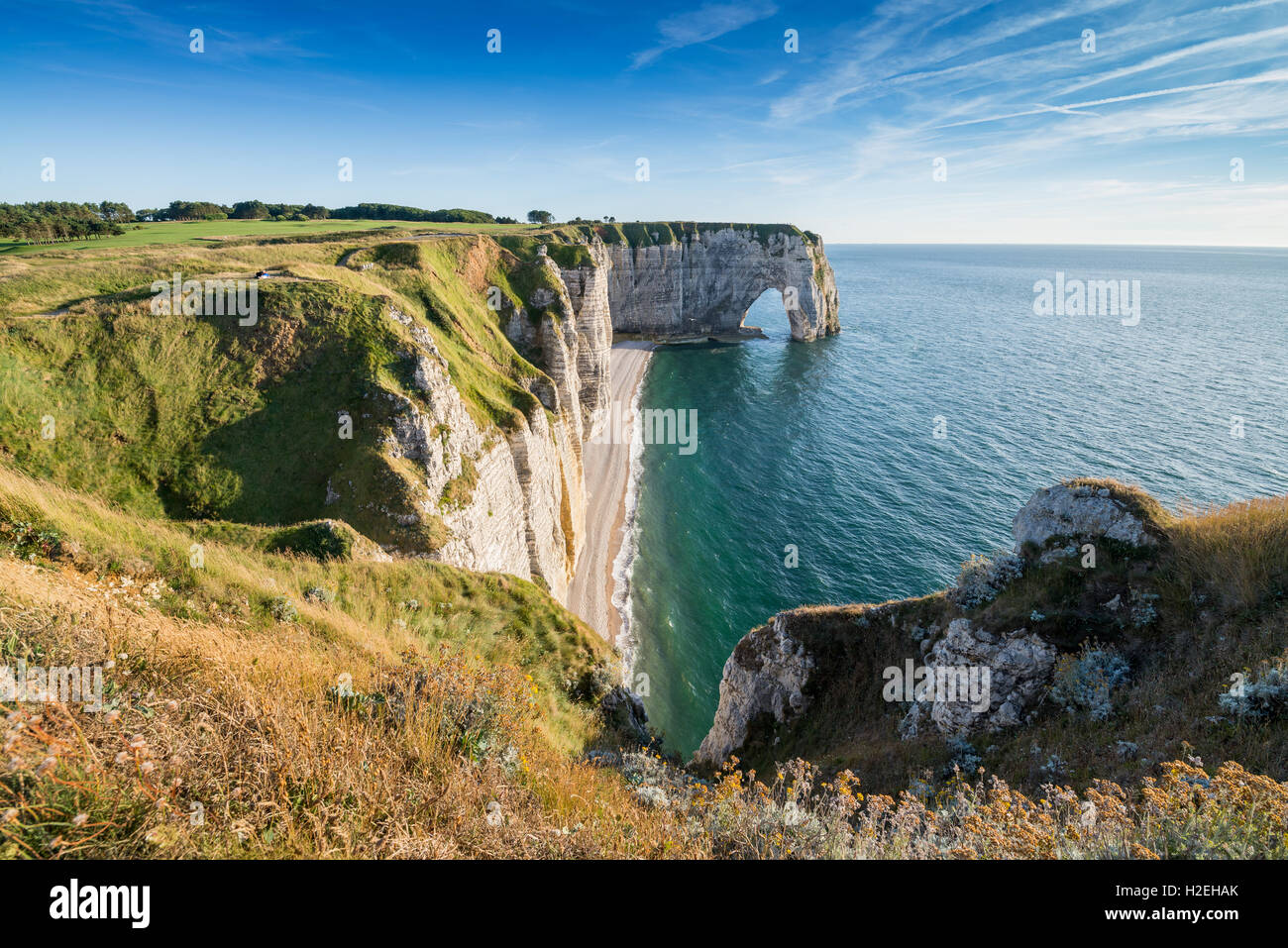 The cliffs of Etretat on the Normandy coast, France, EU, Europe Stock ...