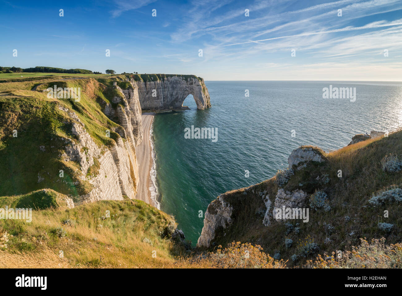The cliffs of Etretat on the Normandy coast, France, EU, Europe Stock ...