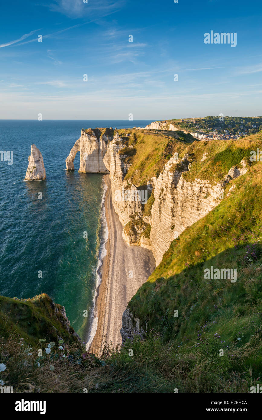 The cliffs of Etretat on the Normandy coast, France, EU, Europe Stock ...