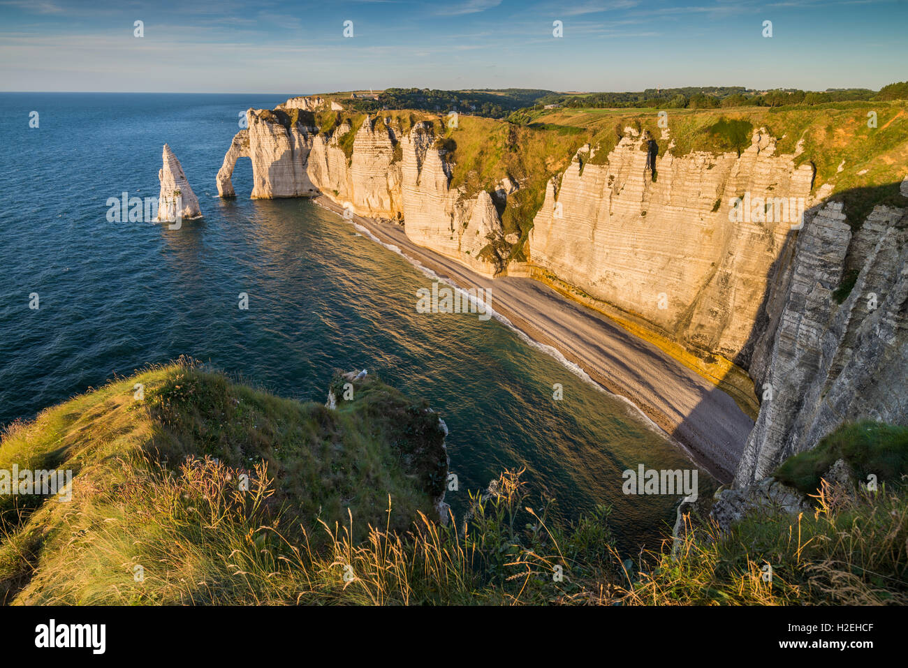 The cliffs of Etretat on the Normandy coast, France, EU, Europe Stock ...
