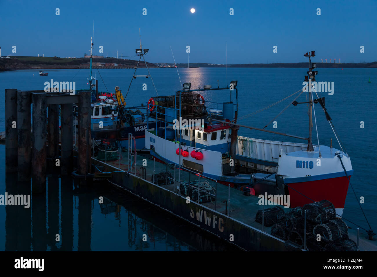 MIlford Haven at Night Stock Photo Alamy
