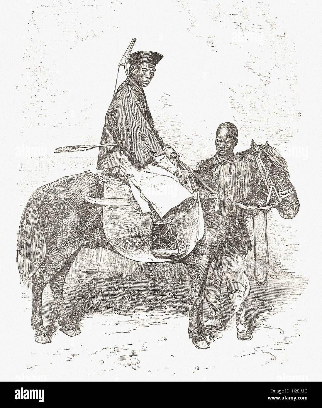 TARTAR HORSE SOLDIER - from 'Cassell's Illustrated Universal History' - 1882 Stock Photo