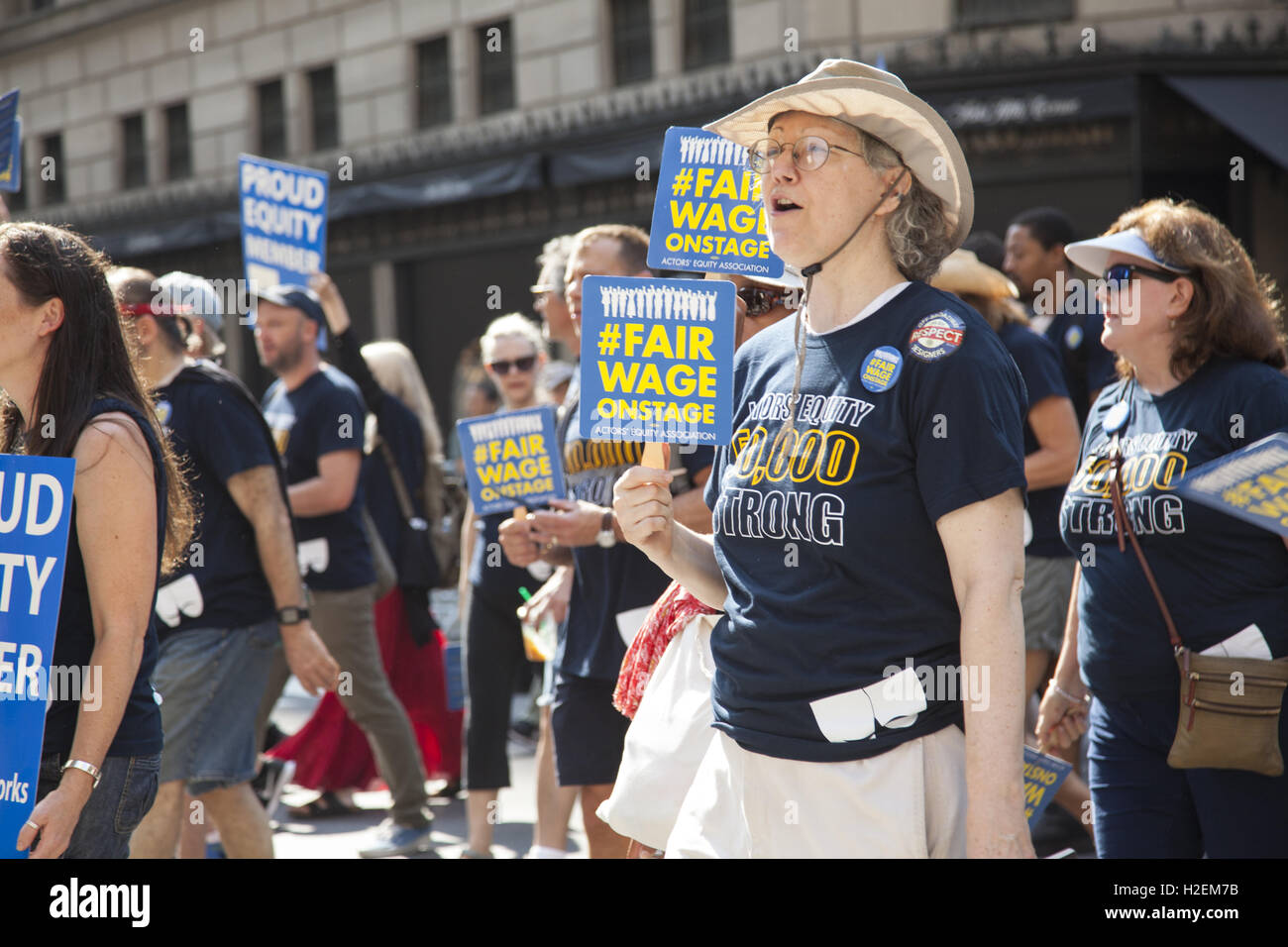 Actors Equity Association members march in the Labor Day Parade up 5th Avenue in New York City. Stock Photo