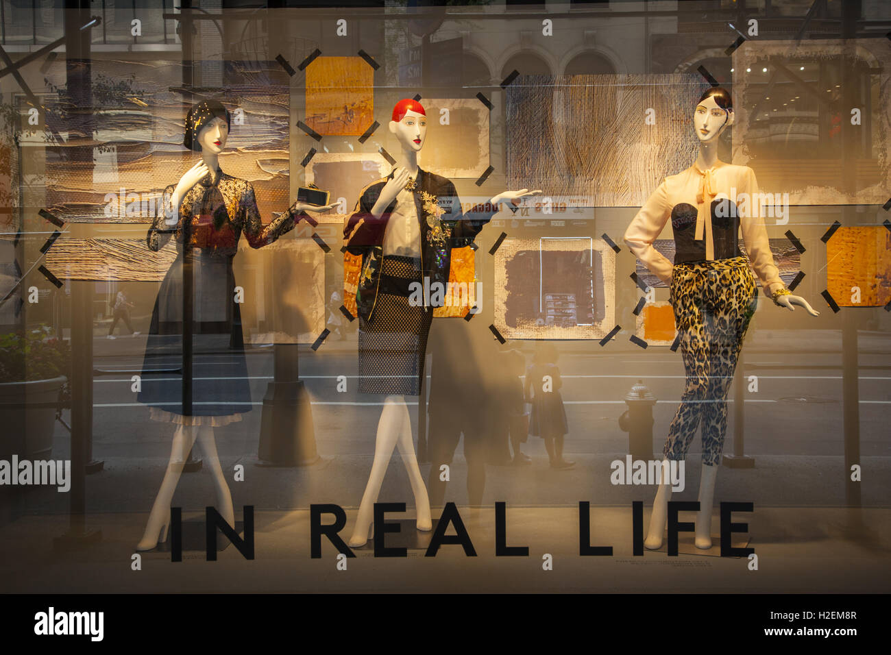 Fashion window display at Lord & Taylor on 5th Avenue in NYC. Stock Photo