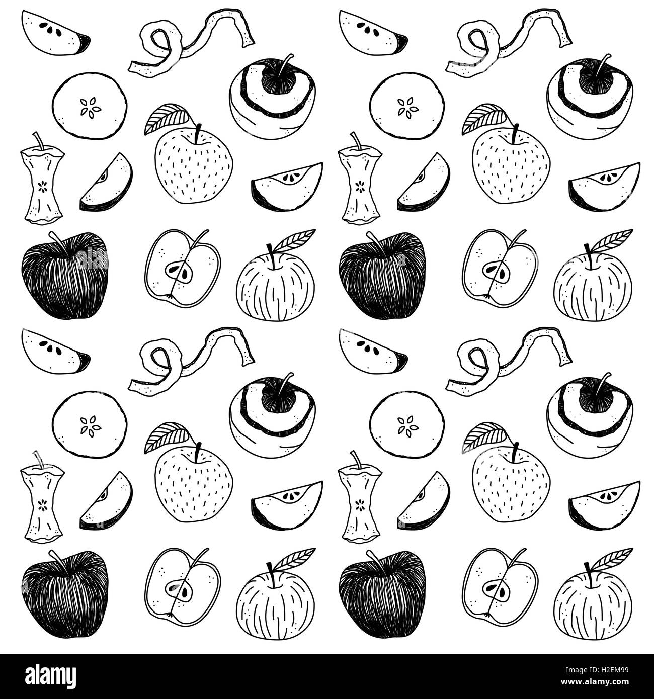 Apple doodle clip art illustration background Stock Vector Image & Art