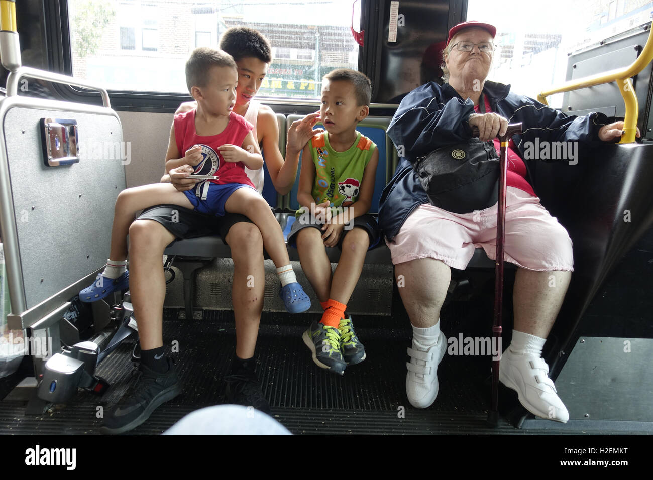 People ride a city bus in Brooklyn, NY Stock Photo Alamy