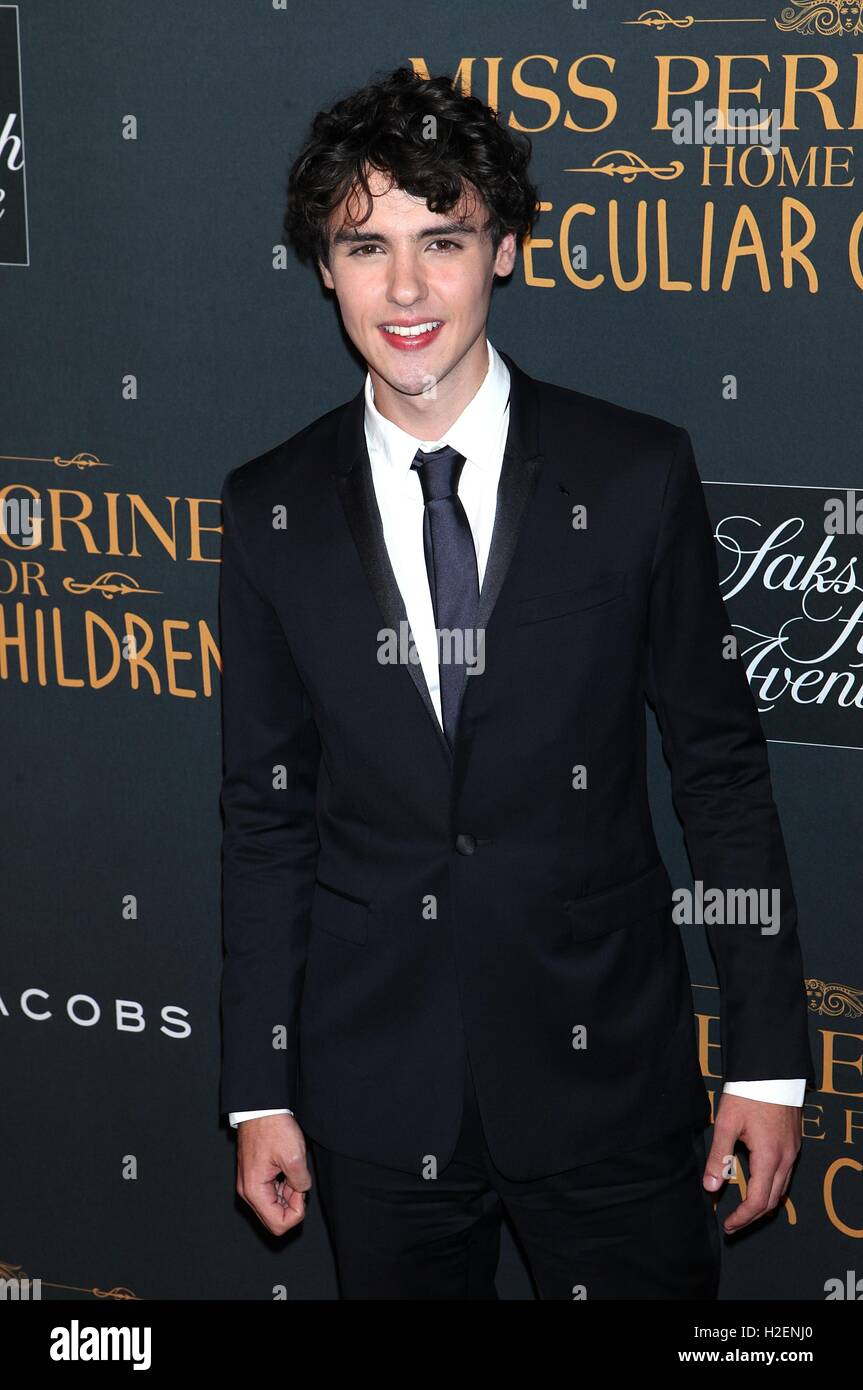 New York, USA. 26th September, 2016. Finlay MacMillan at  'Miss Peregrine's Home For Peculiar Children' New York Premiere at Saks Fifth Avenue on September 26, 2016 in New York City. Credit:  MediaPunch Inc/Alamy Live News Stock Photo