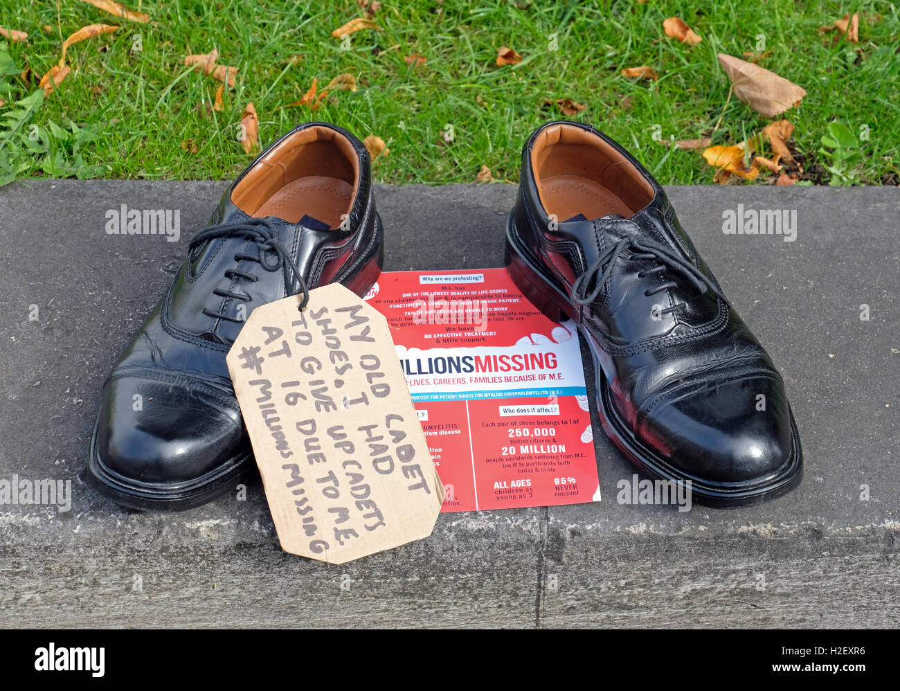 Bristol, UK. 27th September, 2016. Empty shoes are the centrepiece of