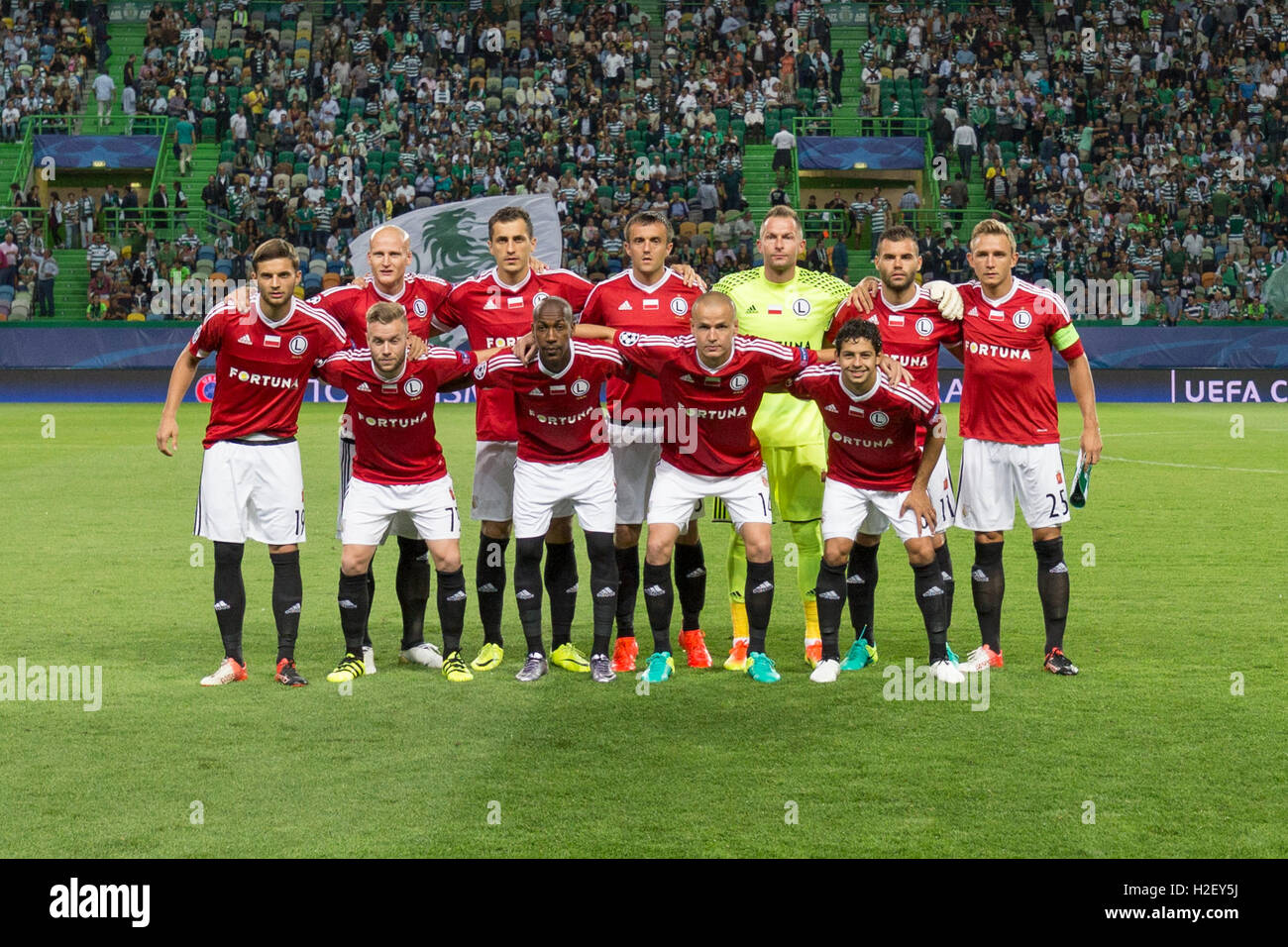 Lisbon, Portugal. 27th September, 2016. Legia Warszawa starting eleven for  the game of the UEFA Champions