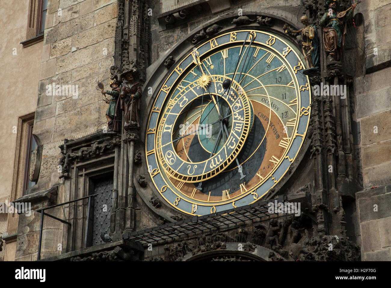 Astronomical clock in Old Town Square, Prague, Czech Republic Stock
