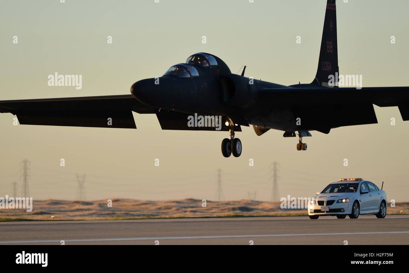 A U.S. Air Force U2S Dragon Lady aircraft takes off during training at