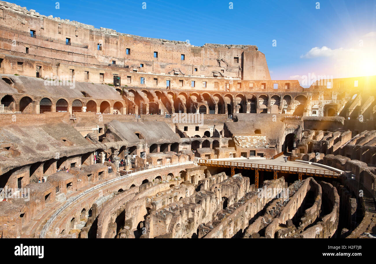 Sunset over the ancient Colosseum. Rome. Italy Stock Photo