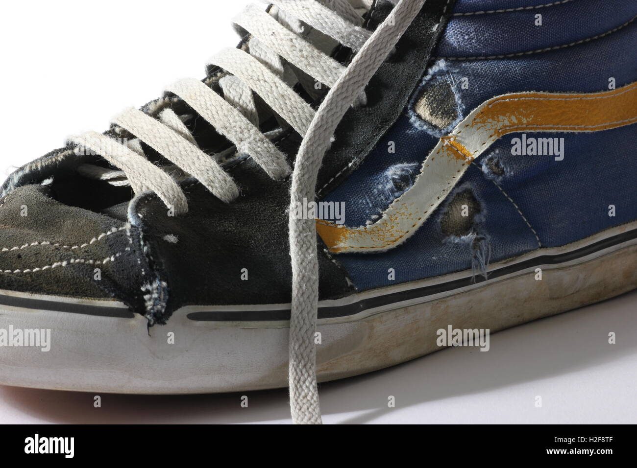 Warn out vans hi top skateboard shoes on white background hi-res stock  photography and images - Alamy