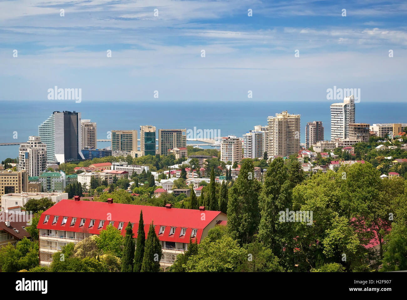 Beautiful panoramic summer landscape at the resort city of Sochi on the ...