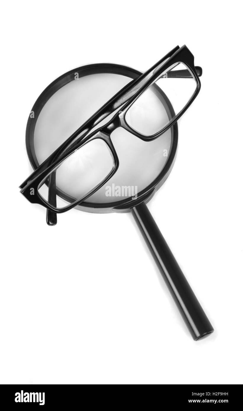 magnifying glass with glasses Stock Photo Alamy