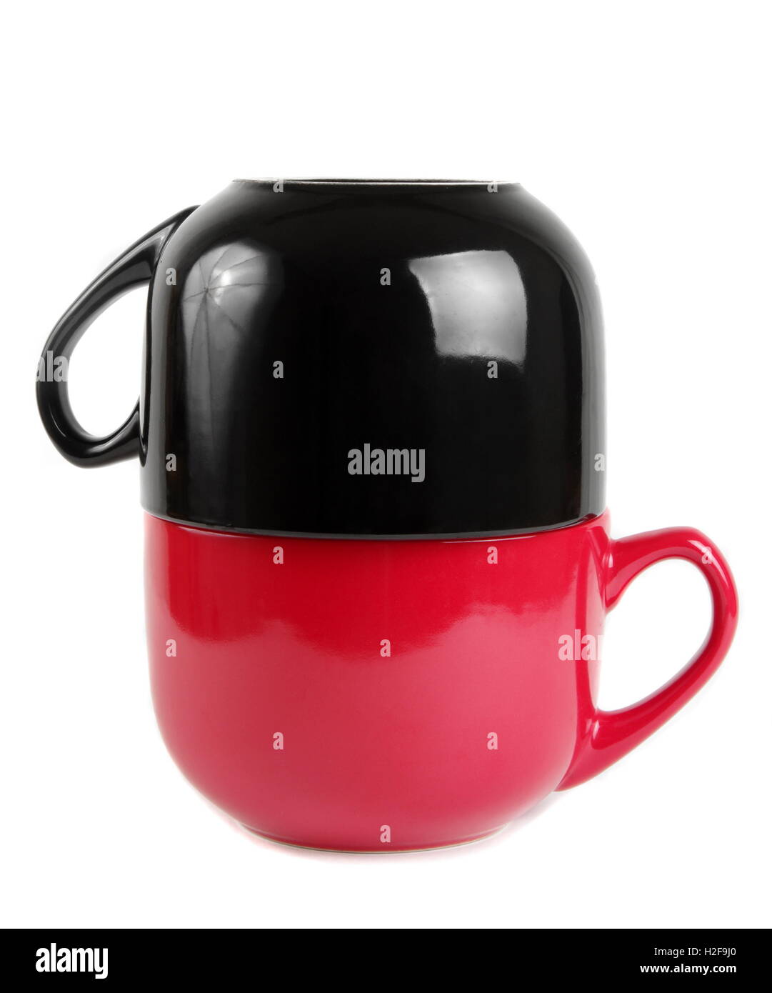 black and red cups over white Stock Photo - Alamy