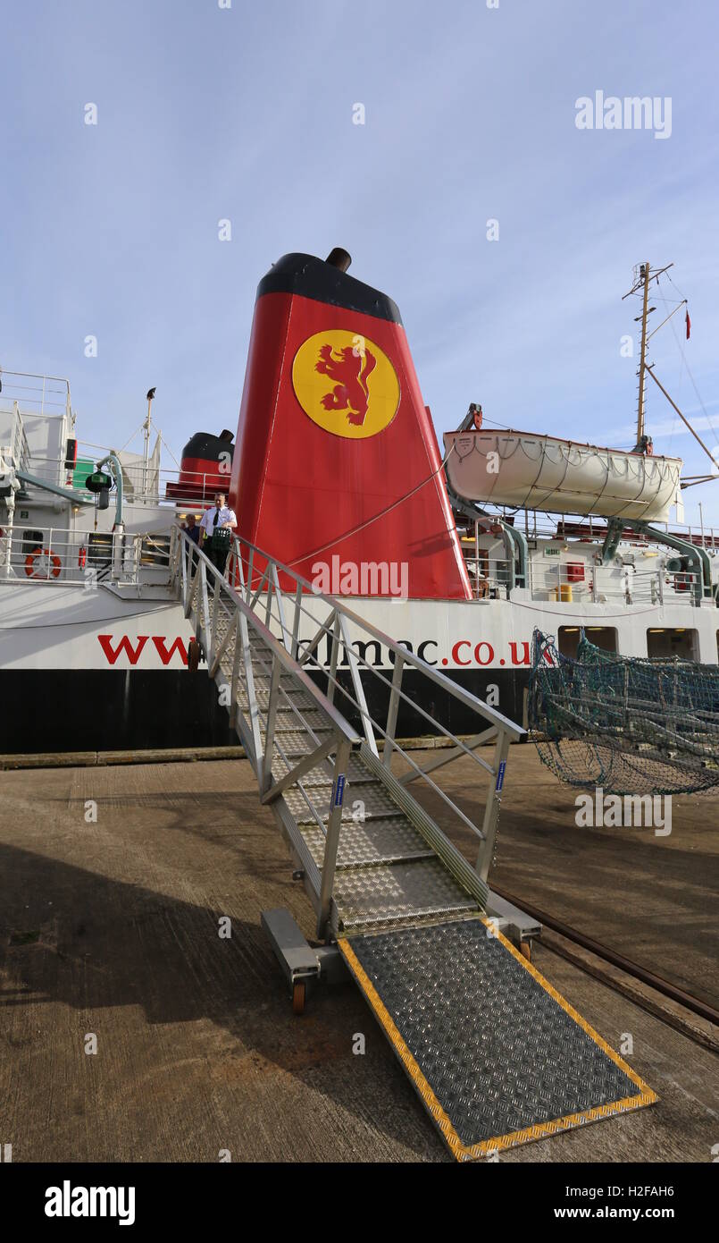 Passenger boarding ramp to Calmac ferry MV Isle of Arran Brodick Arran ...