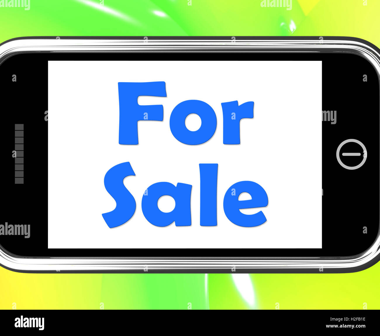 For Sale On Phone Means Purchasable Available To Buy Or On Offer Stock Photo