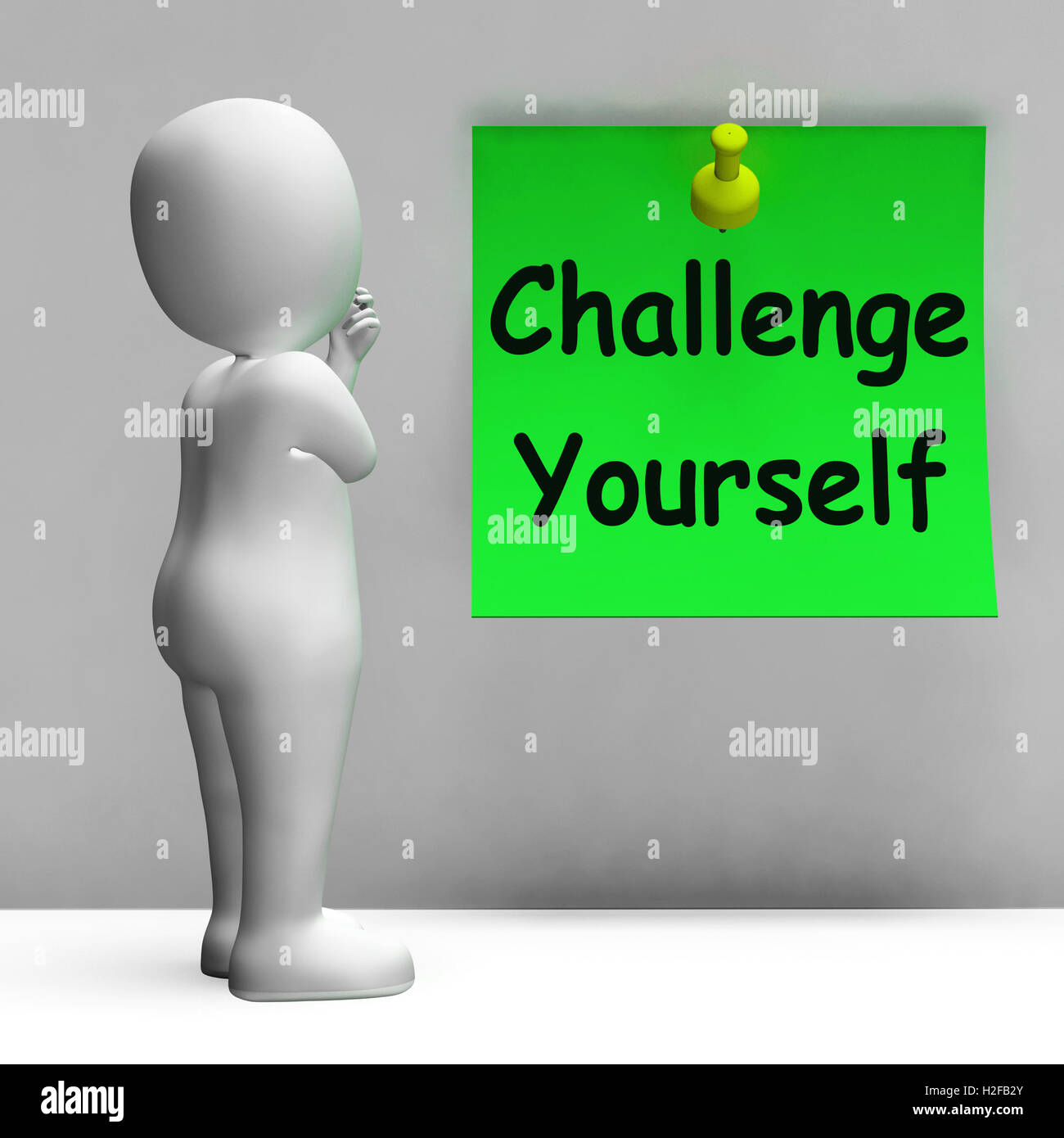 Challenge Yourself Note Means Be Determined And Motivated Stock Photo